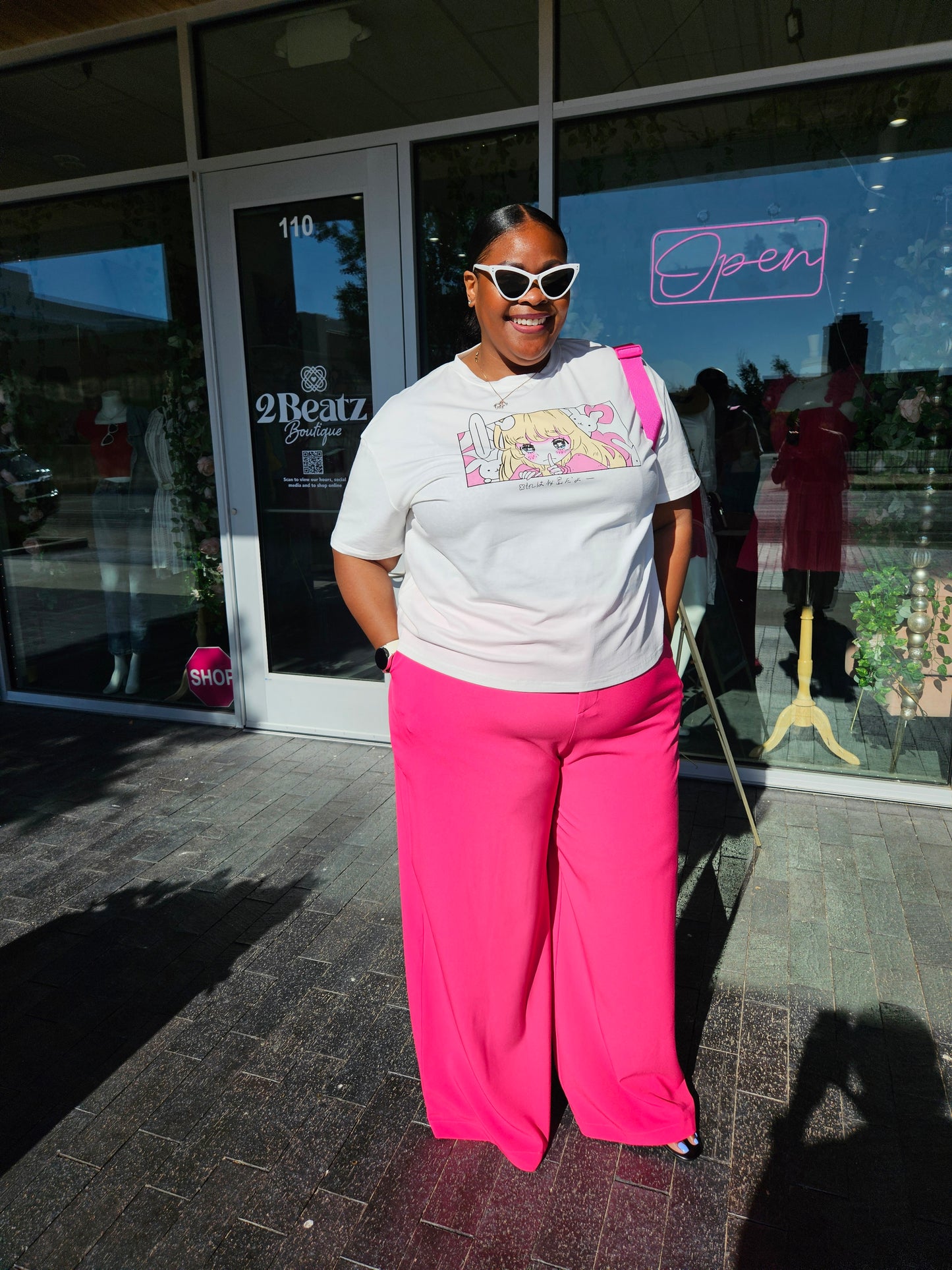 Chelsea Wide Leg Trousers Curve- Fuchsia
