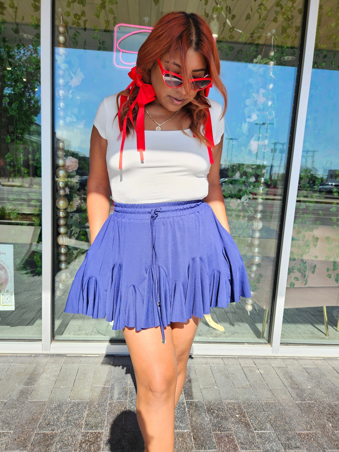 Coastal Chic Ruffled Skort -Navy
