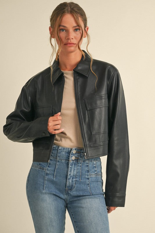 Solo Pleather Jacket - Black