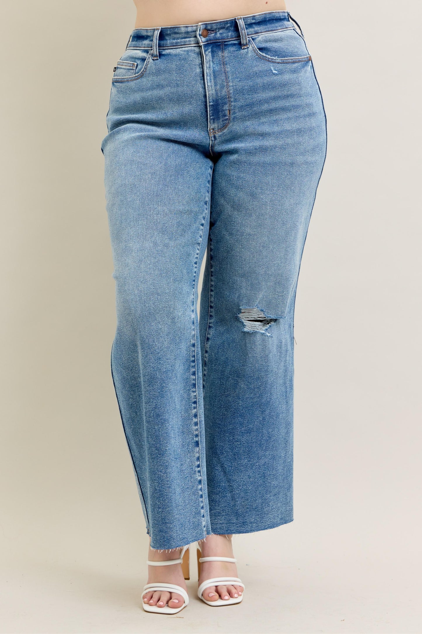 Judy Blue Medium Wash Wide Leg - Curvy