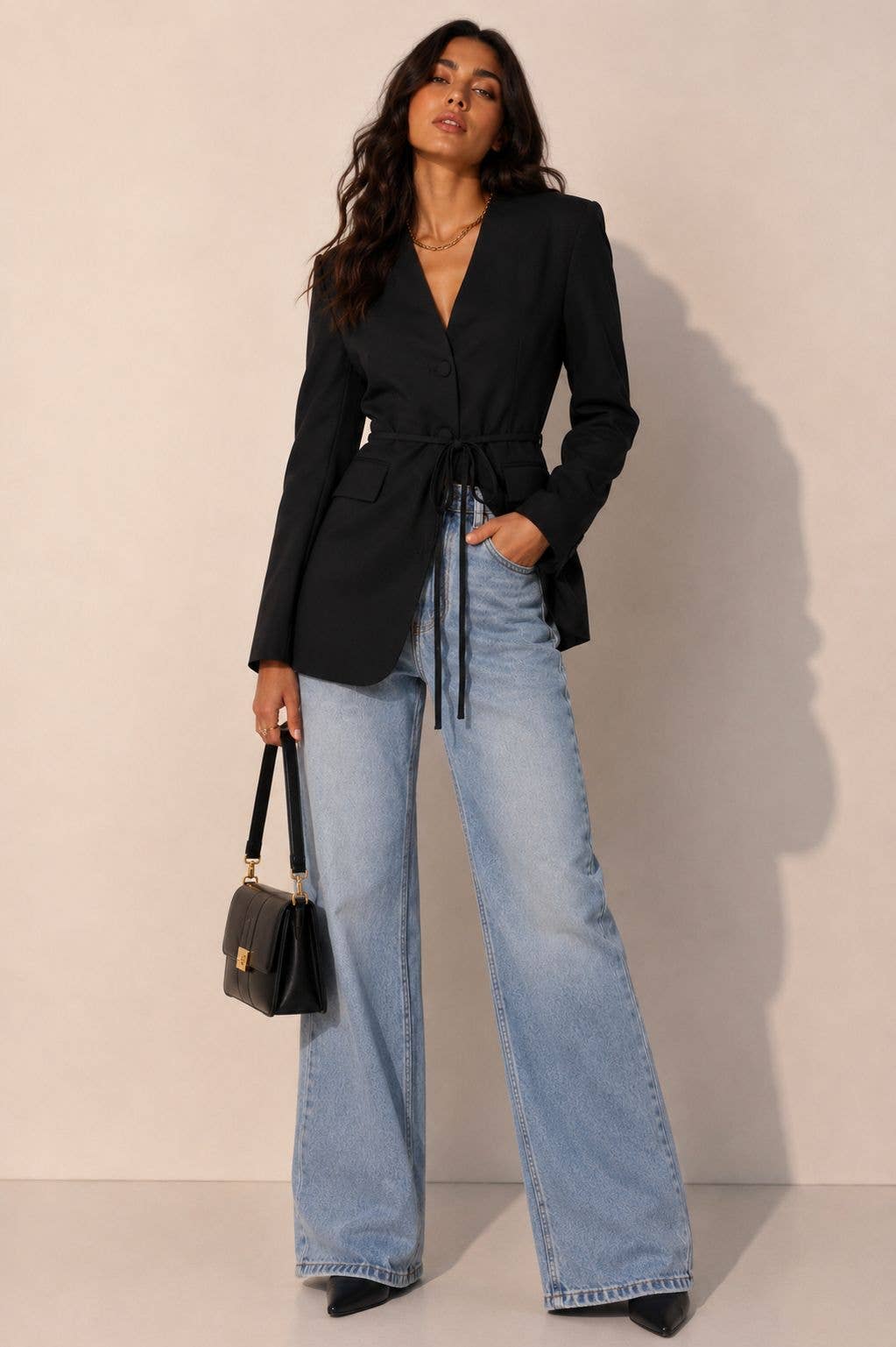 The Muse Tie-Waist Blazer - Black