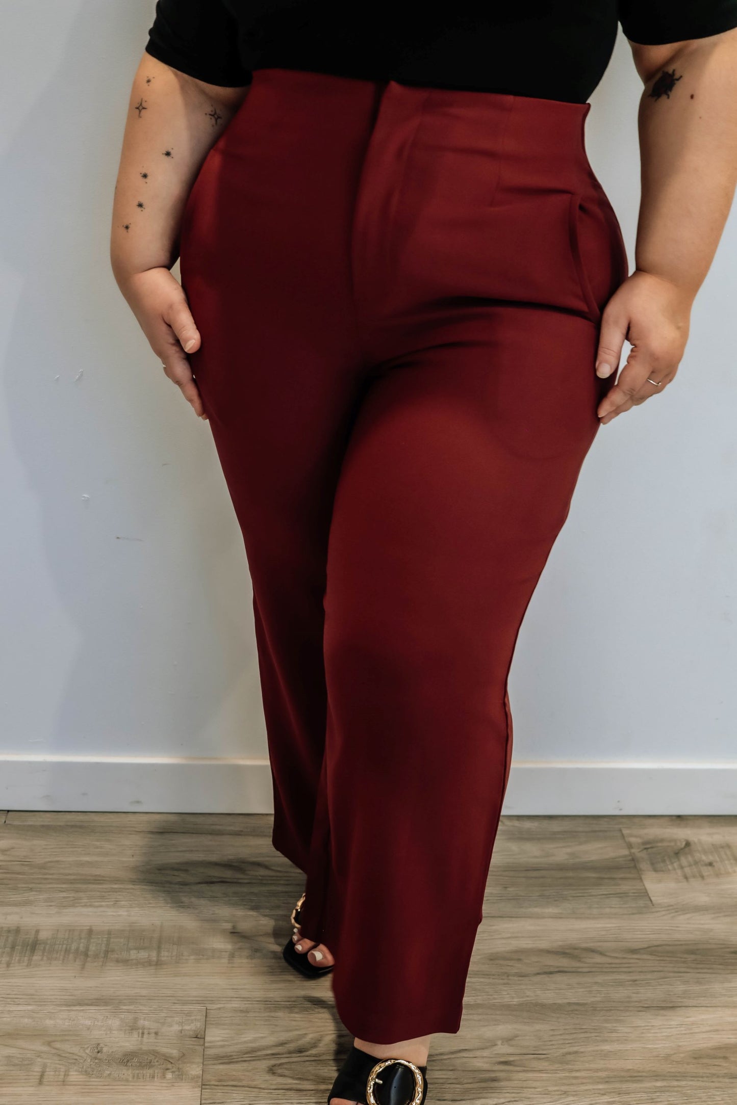 Study Me Pants Curvy- Burgundy