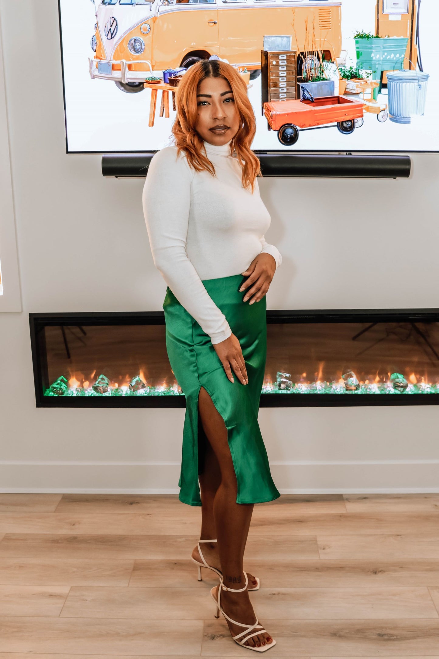 Sly Satin Skirt- Kelly Green