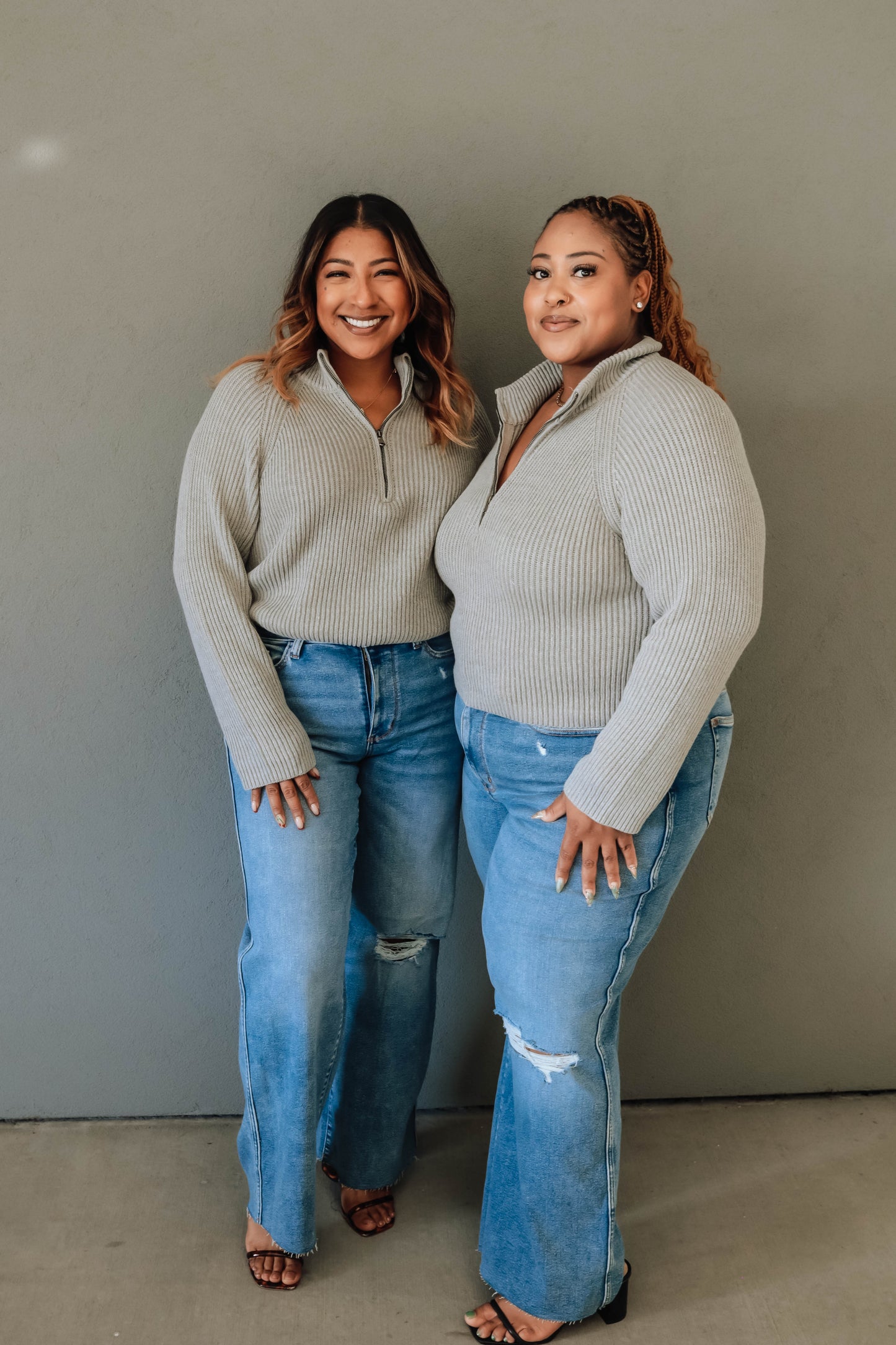 Sammie Half-Zip Sweater -Heather Gray