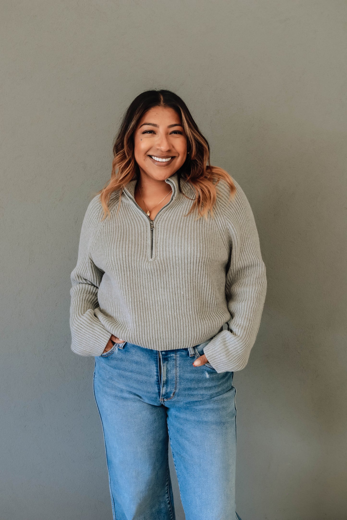Sammie Half-Zip Sweater -Heather Gray