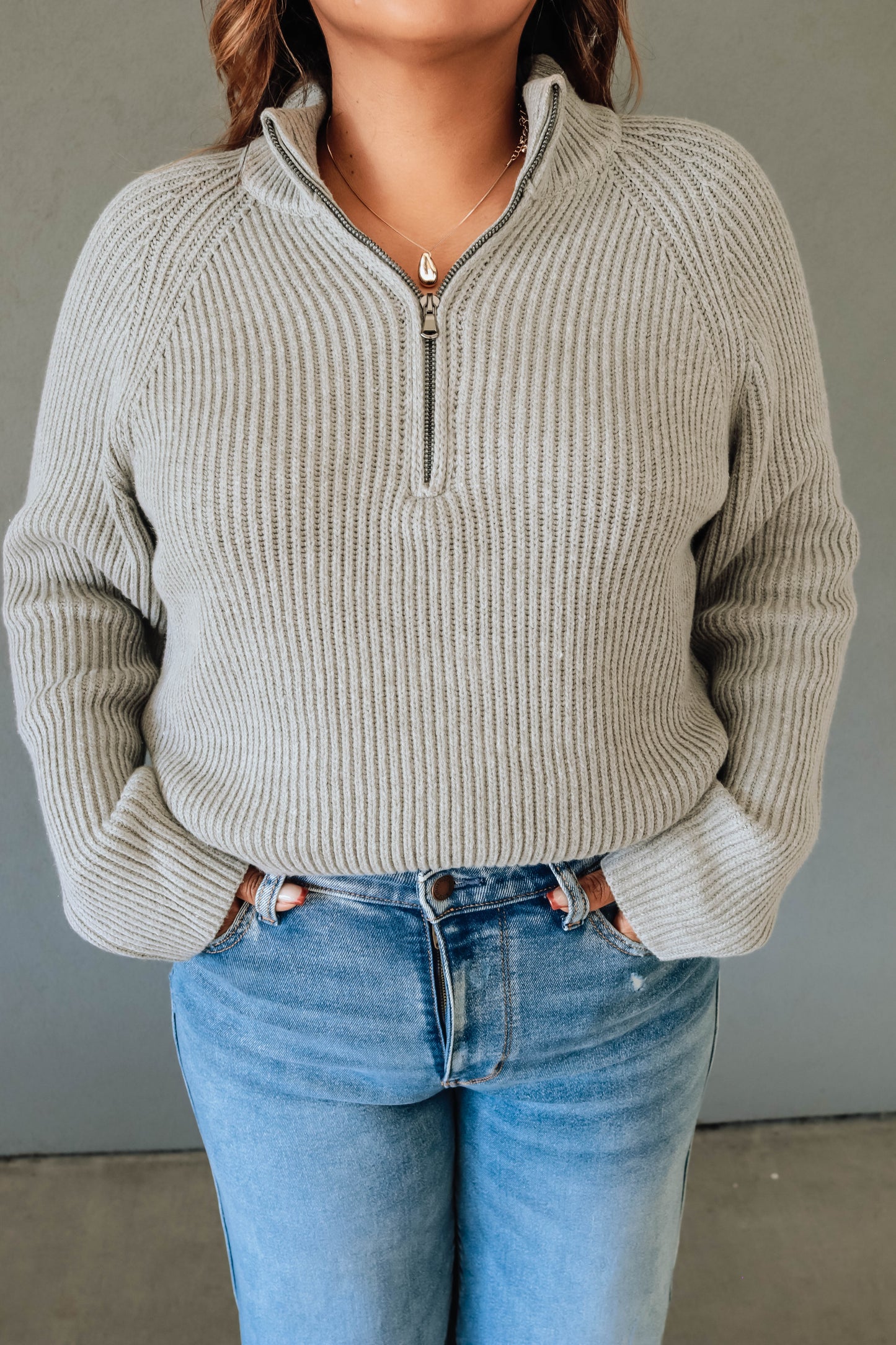 Sammie Half-Zip Sweater -Heather Gray