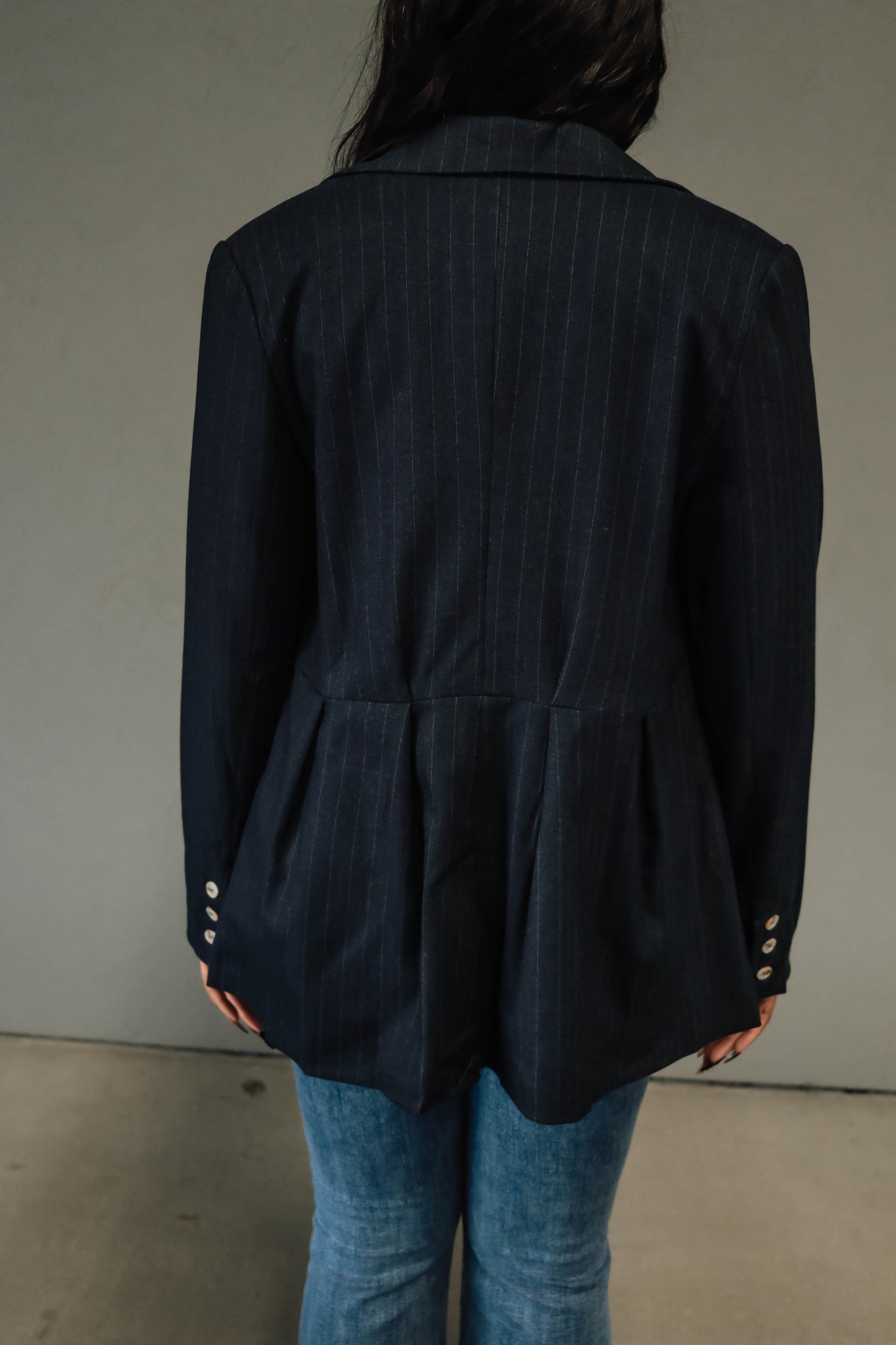 Amy Striped Blazer - Charcoal