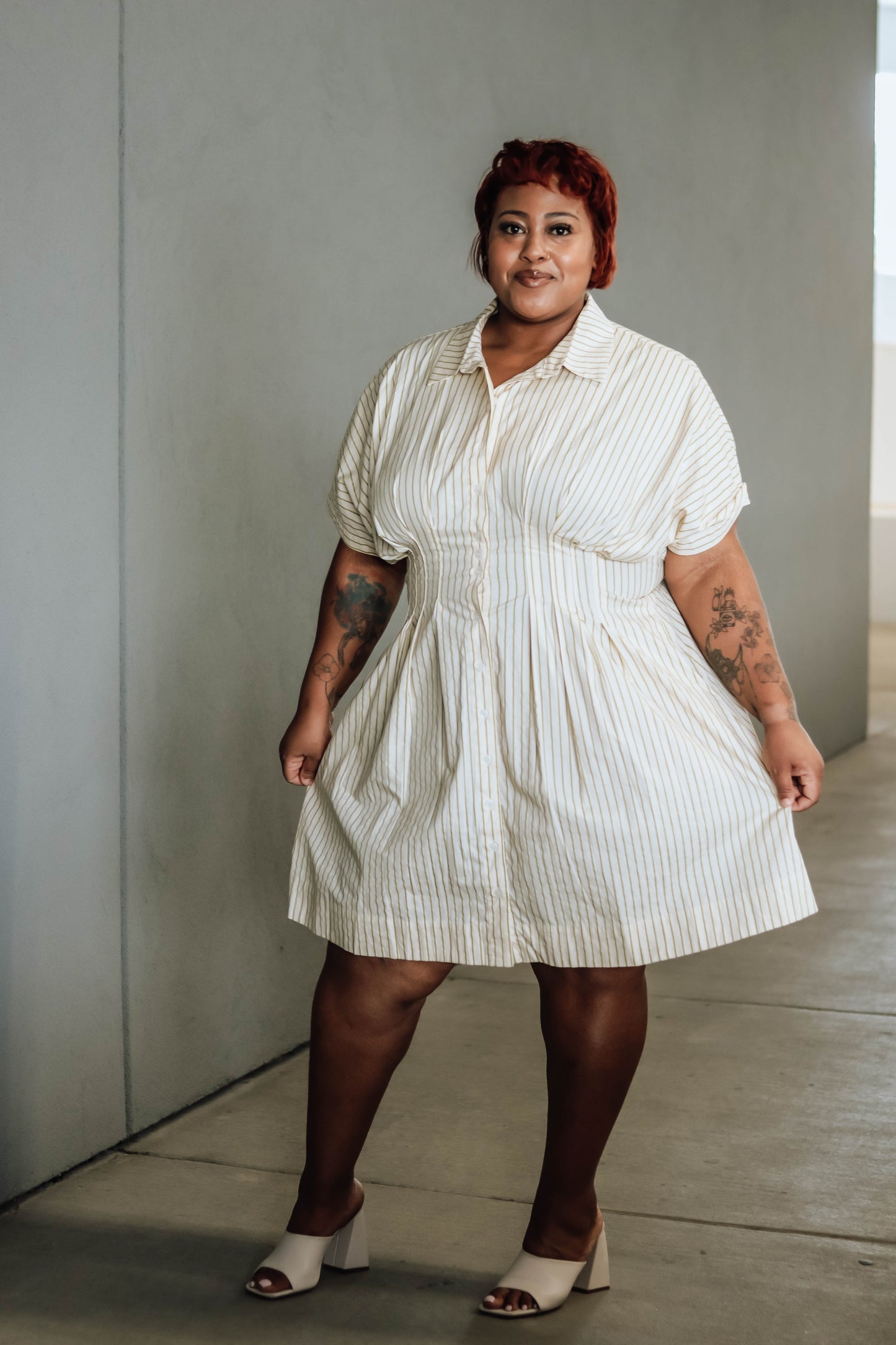 Mel Striped Shirt Dress Curvy