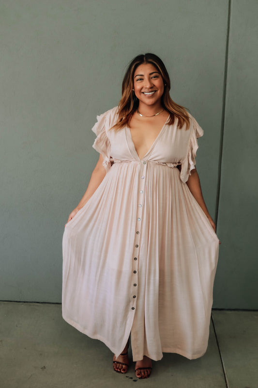 The Meadow Muse Maxi Dress- Nude Blush