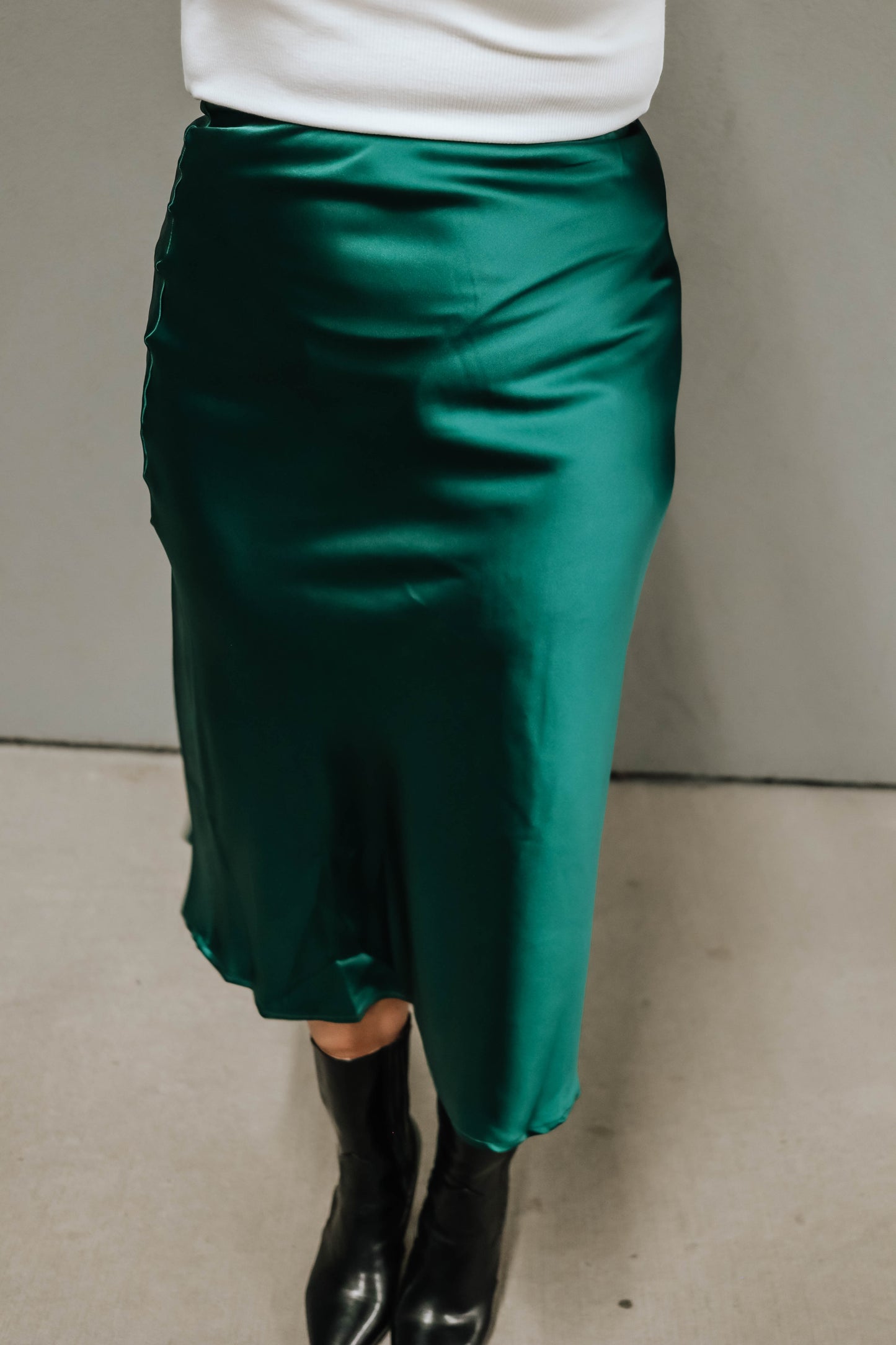 Amy Satin Skirt- Kelly Green