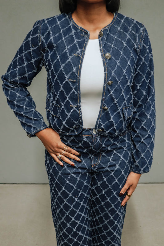 Diamond Stitched denim Jacket