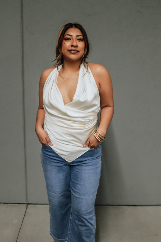 Emily Chic Halter Top - Ivory