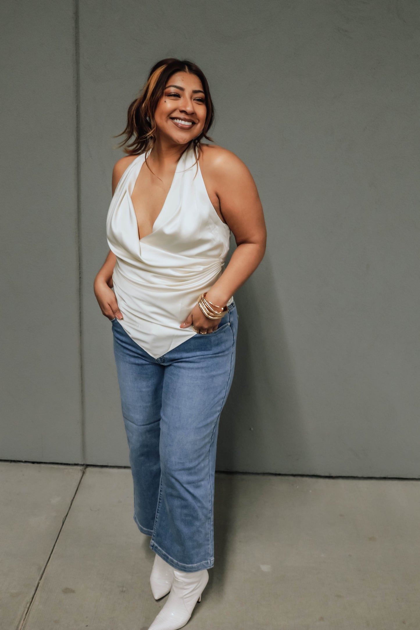 Emily Chic Halter Top - Ivory