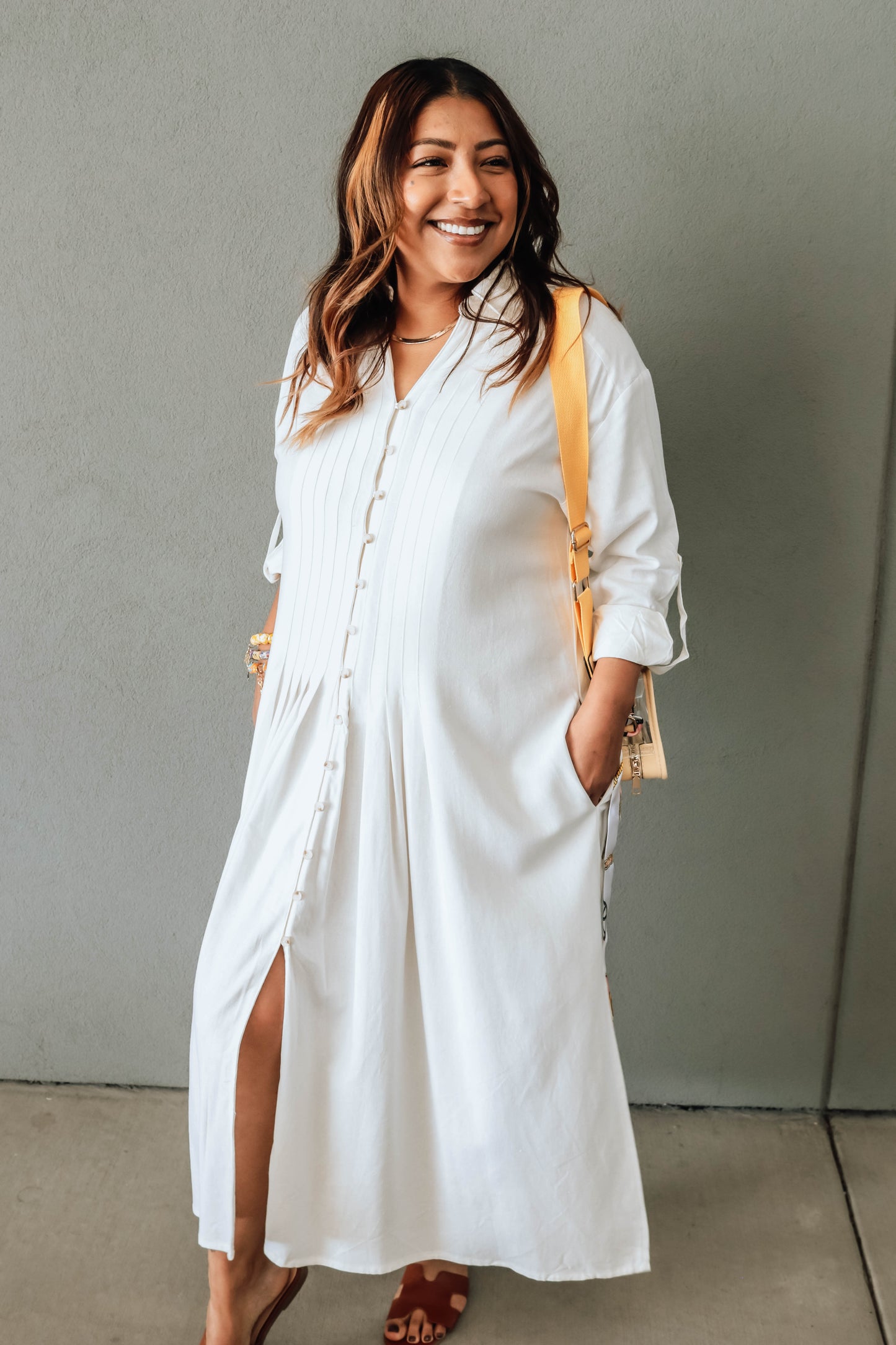 Season Fave Shirt Dress- Ivory