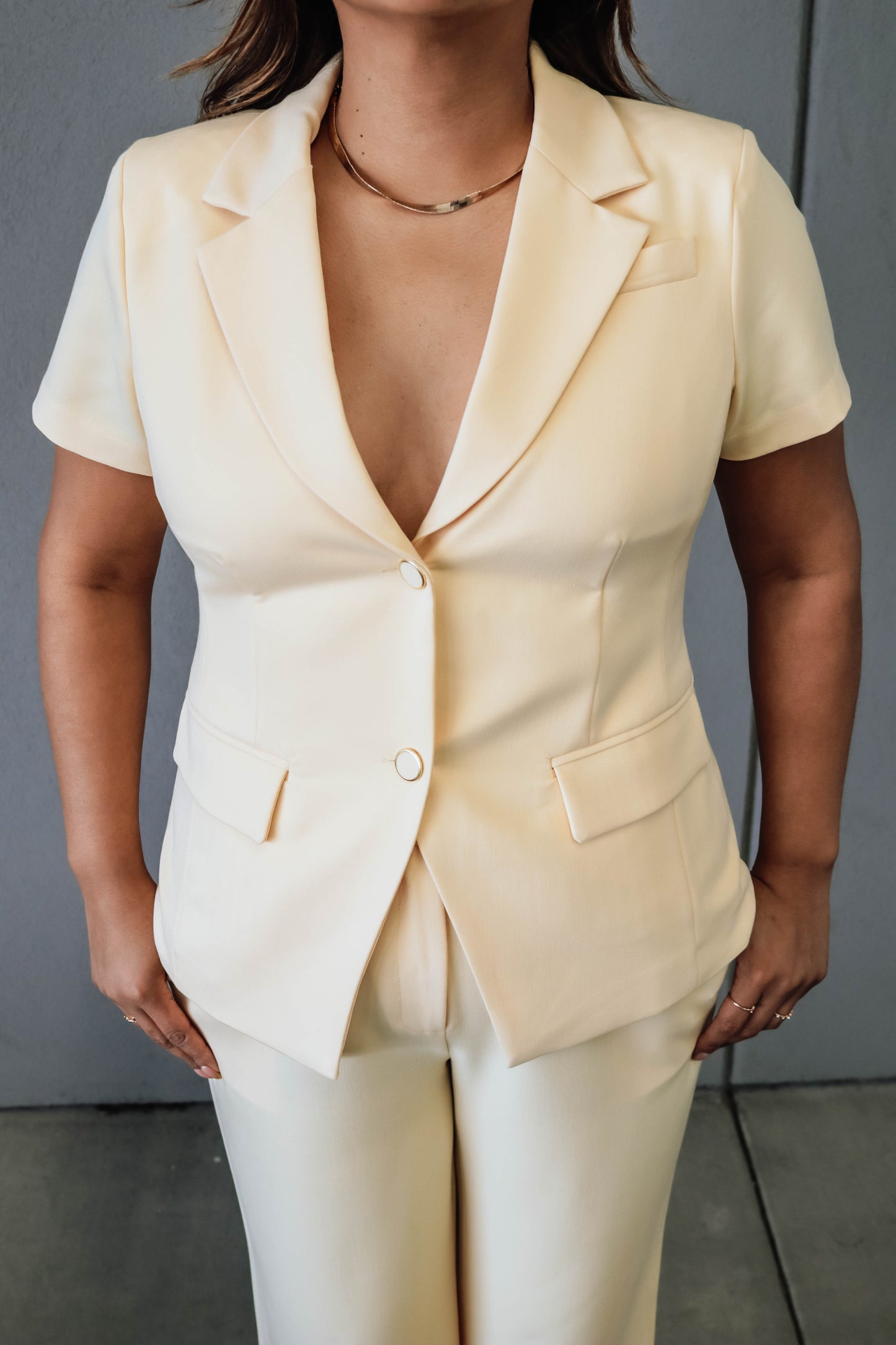 Harper Short Sleeve Blazer - Yellow