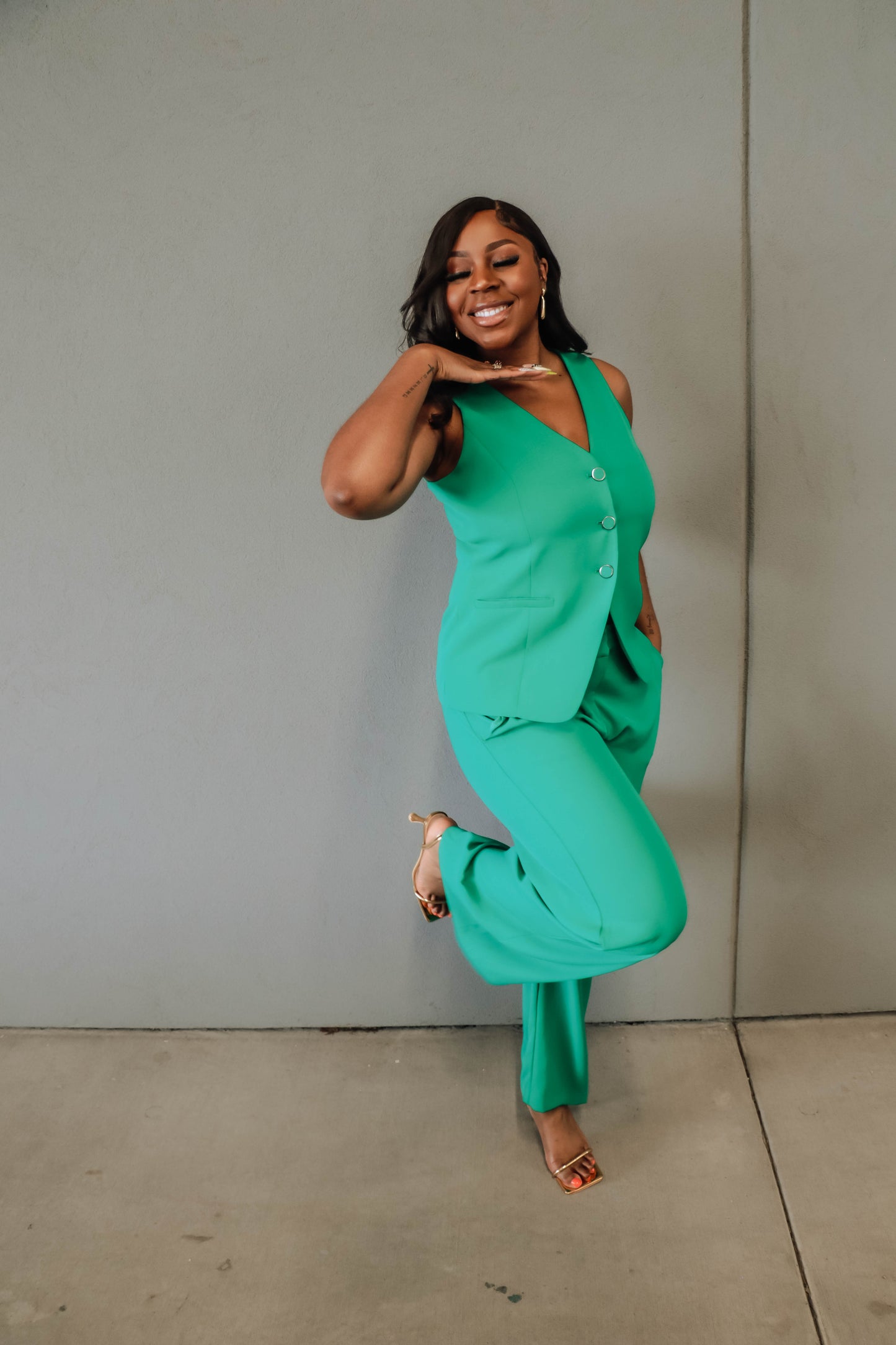 Miranda High-Waisted Trousers: Kelly Green