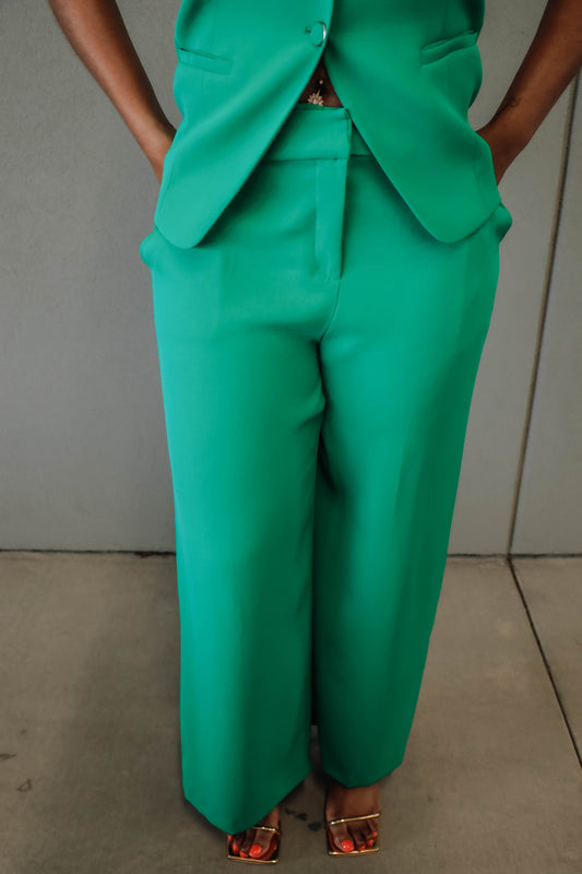 Miranda High-Waisted Trousers: Kelly Green