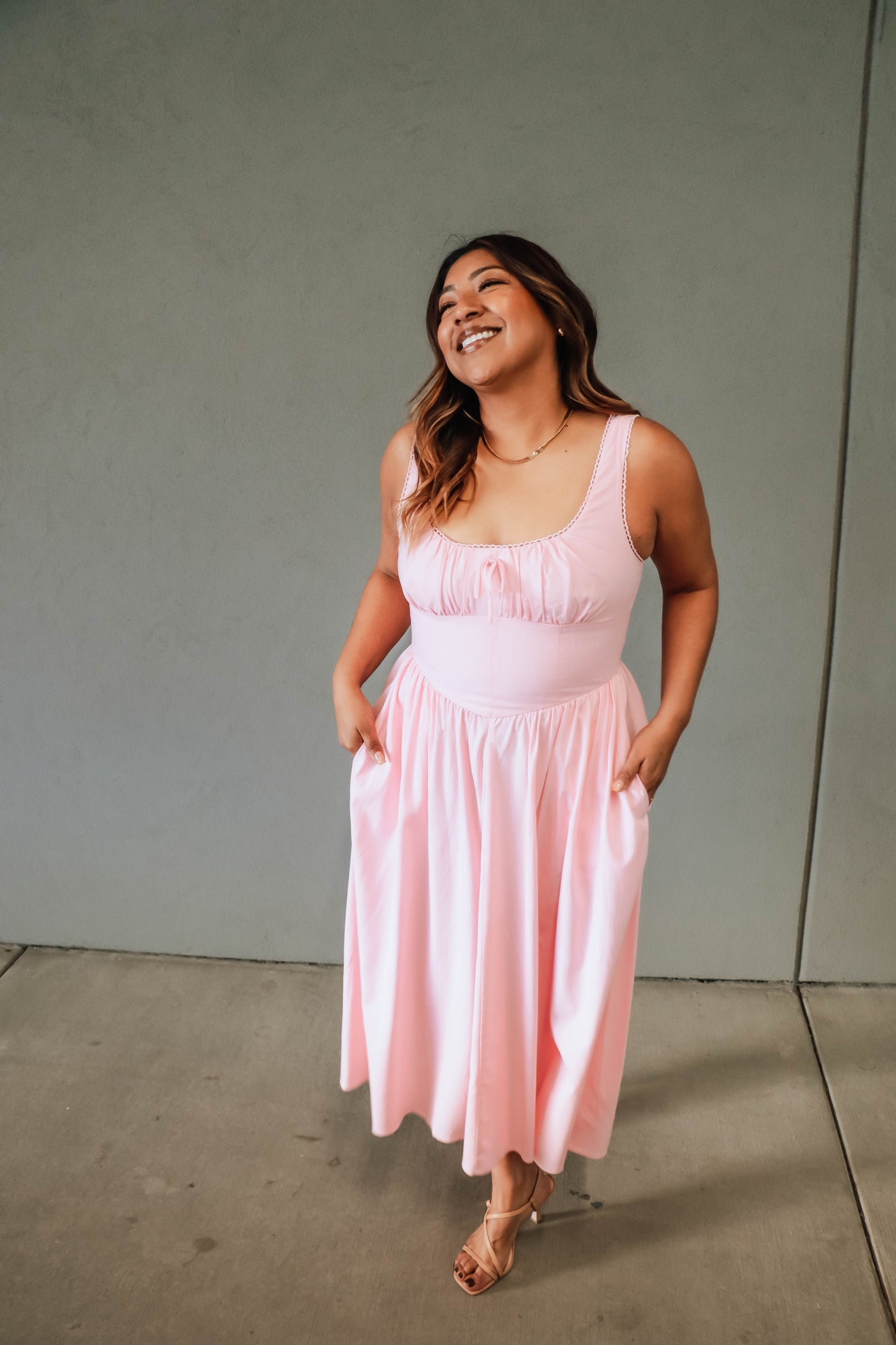 Strawberry Midi Dress - Pink