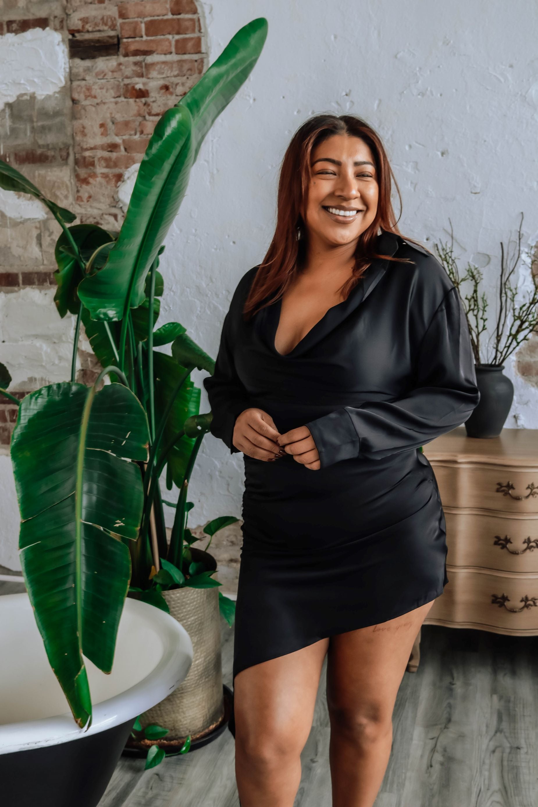 black open chest dress Aliya