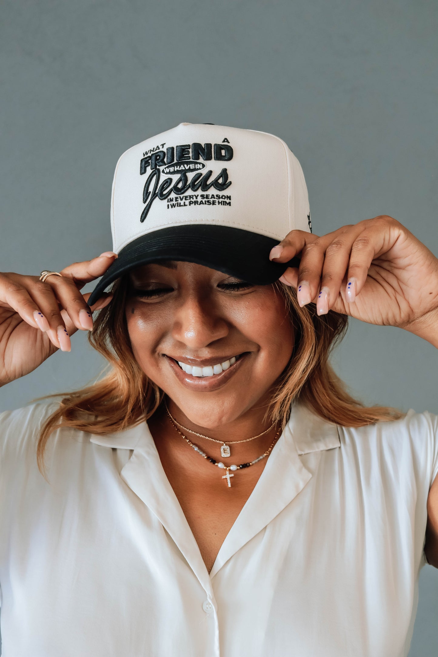 Friend in Jesus - Black Vintage Trucker Hat