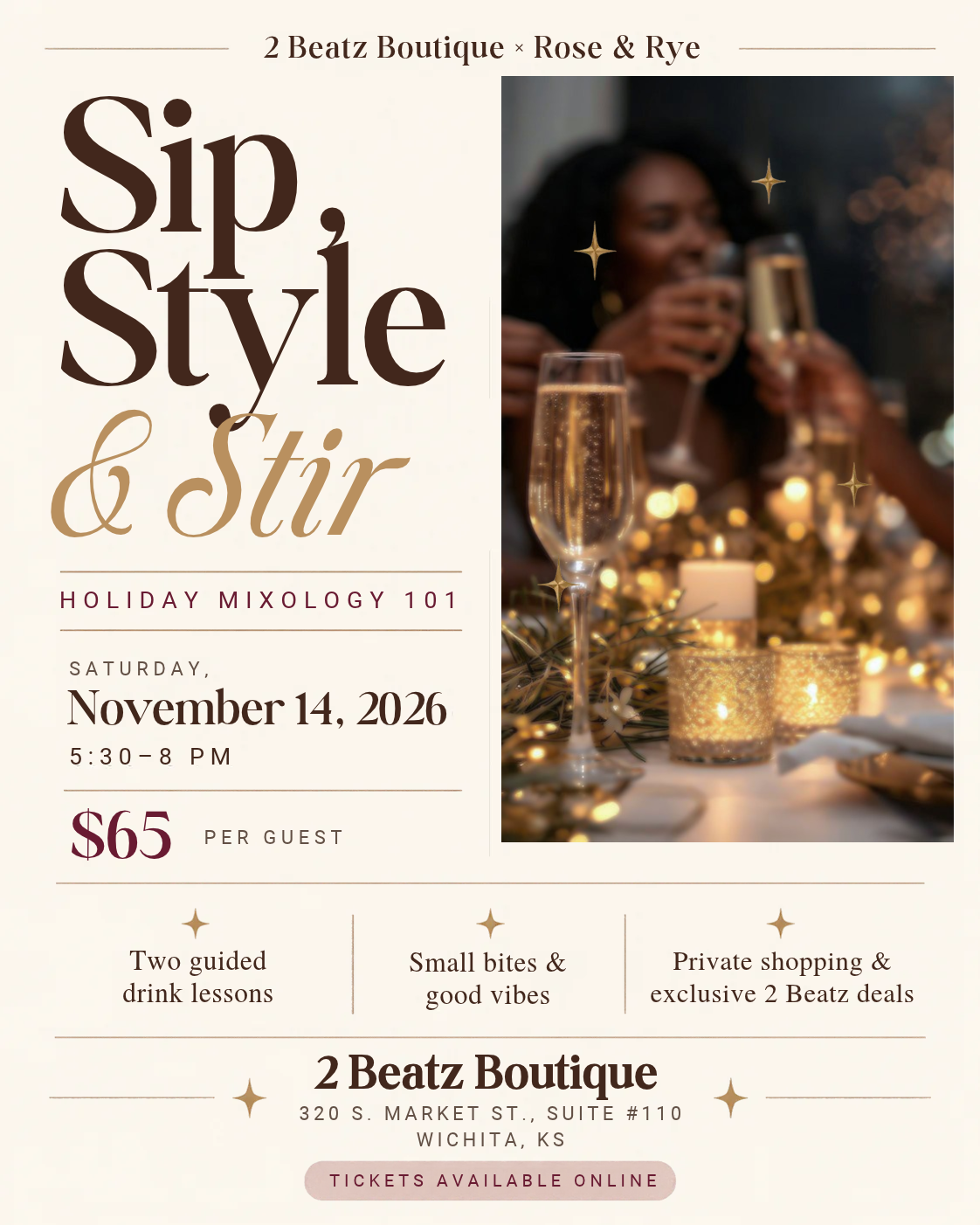 Sip Style & Stir - Holiday Mixology Class W/ Rose & Rye
