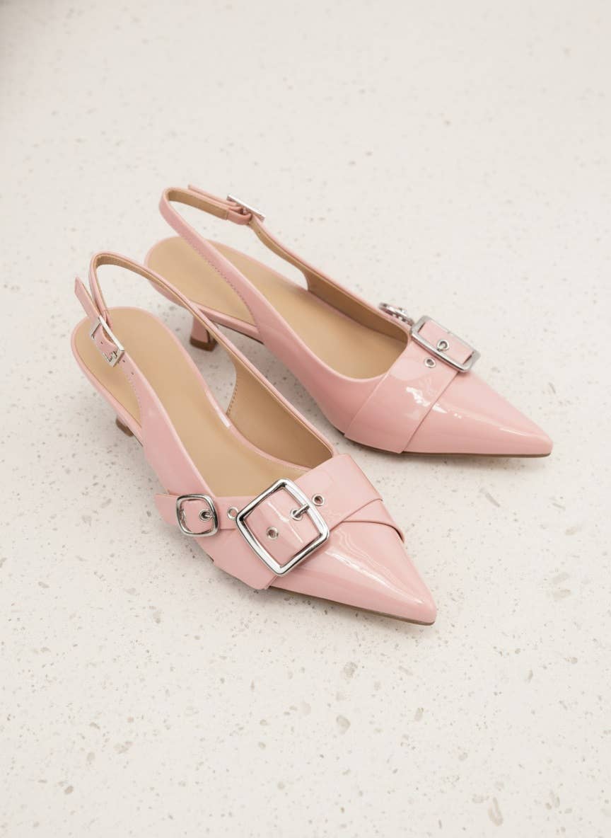 Lay Pointed Toe Slingback Kitten Heels - BLUSH