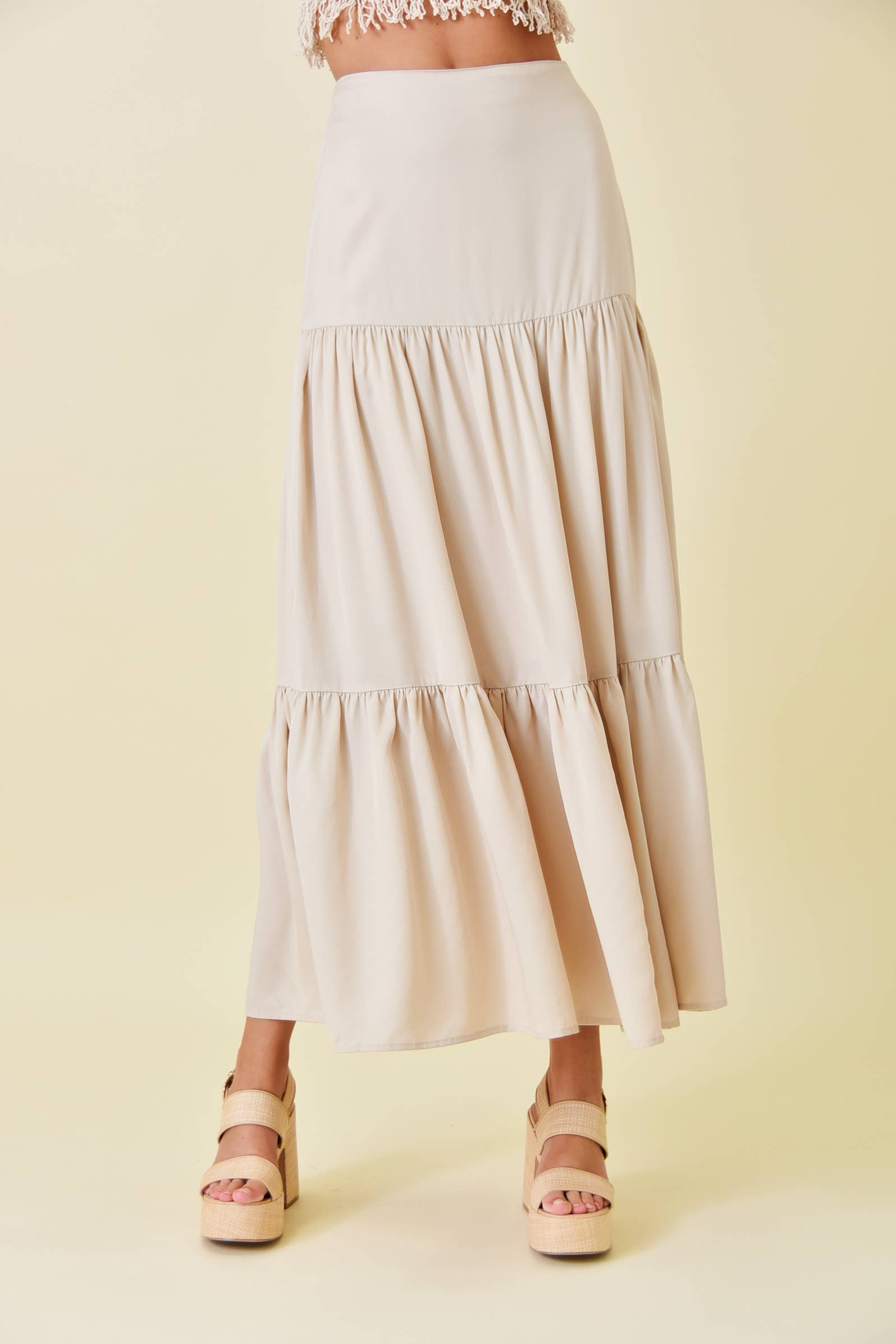Maxed Out Tiered Maxi Skirt - Ecru – 2 Beatz Boutique