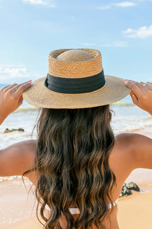 Lucia Panama Hat - Khaki/Black