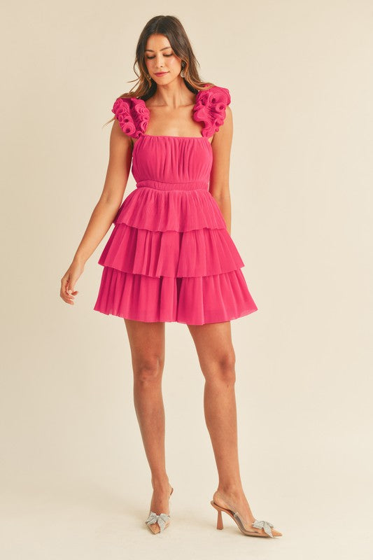 Floral Babe Mini Dress- Hot Pink