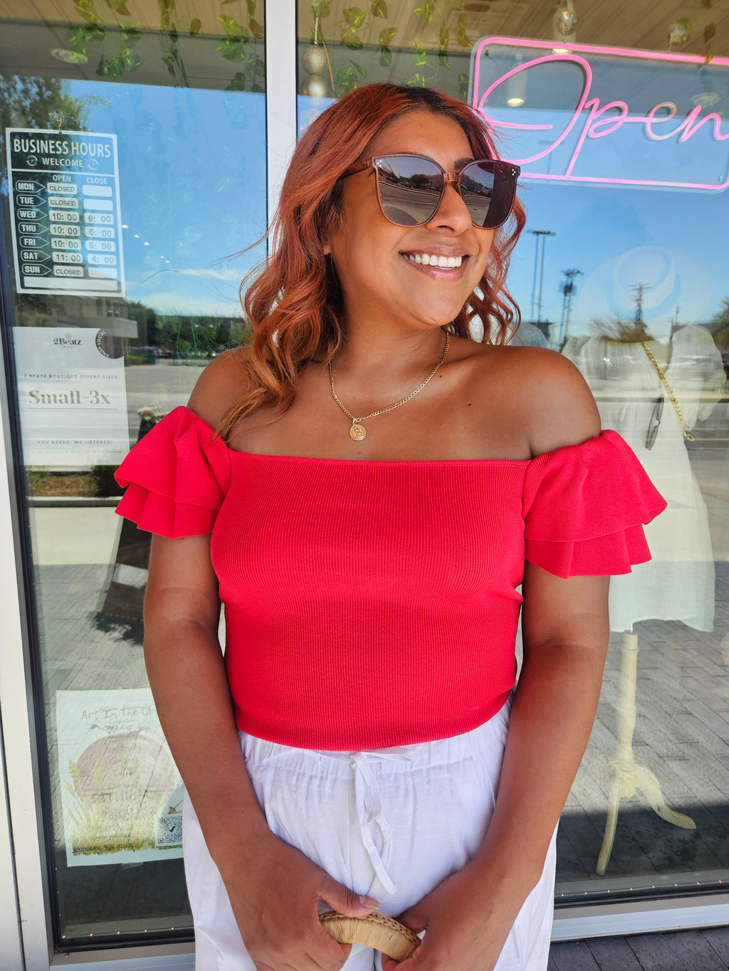 Love Song Ruffled Top -Red