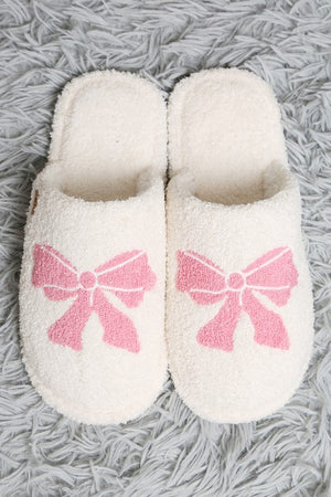 Ribbon Bow Print Luxury Soft Home Slippers