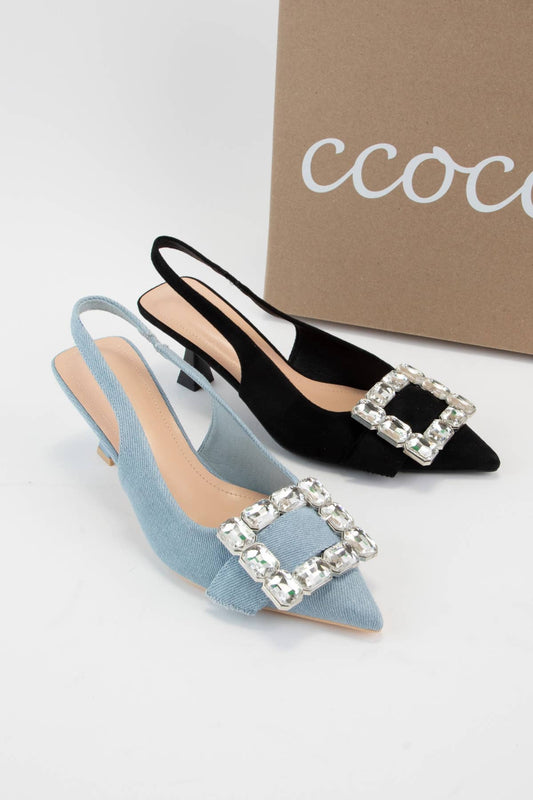 Rhinestone Kitten Heel