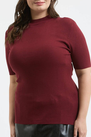 Curvy Nelly Mock Neck Sweater - Maroon