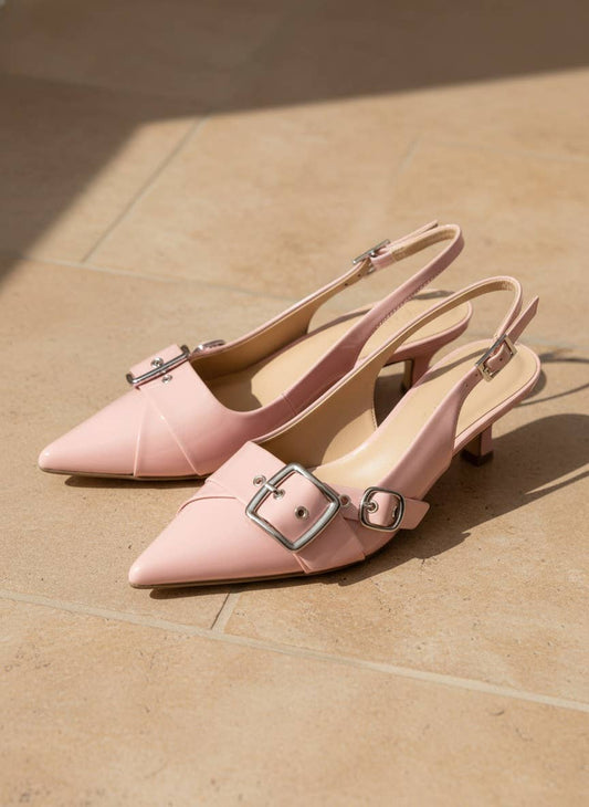 Lay Pointed Toe Slingback Kitten Heels - BLUSH
