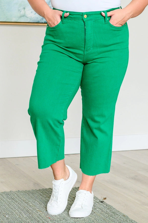 Goddess Crop Jean- Green Curvy