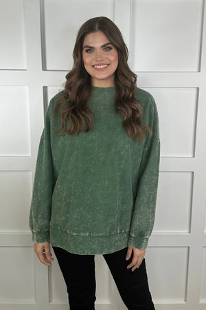 Alexis Corded Vintage Pullover- Olive
