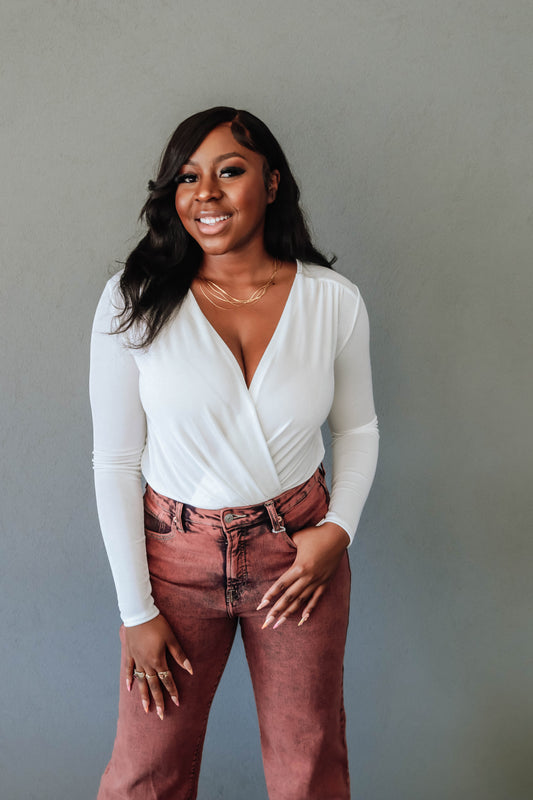 The Luxe Drape Bodysuit- Ivory