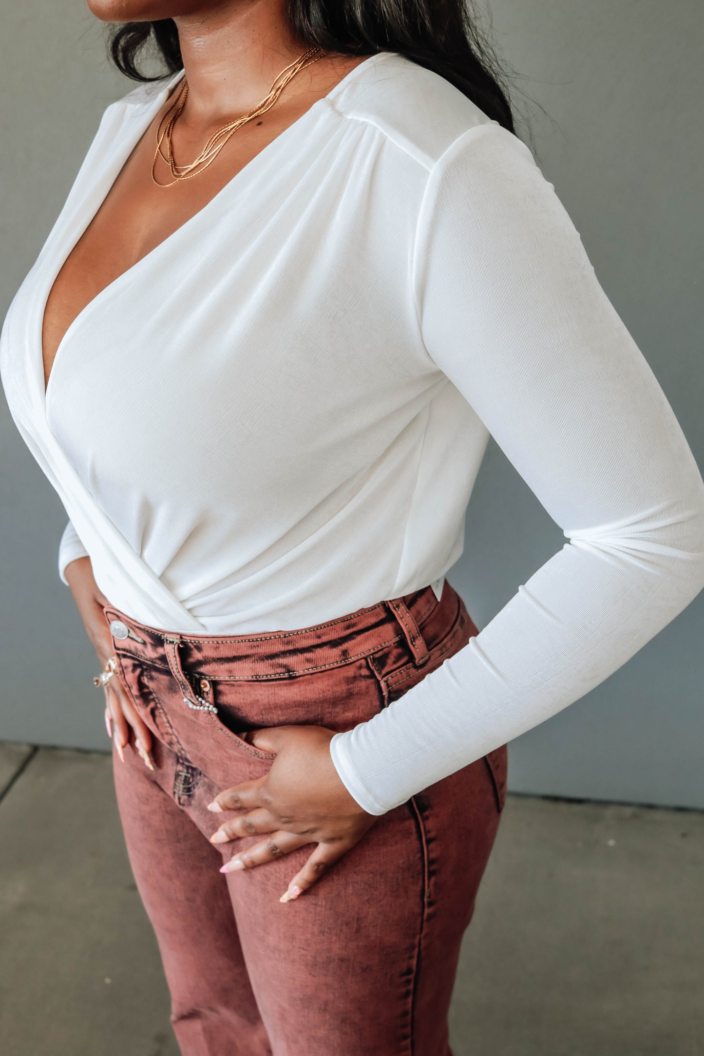 The Luxe Drape Bodysuit- Ivory