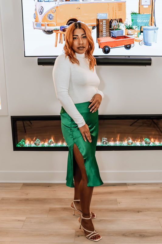 Sly Satin Skirt- Kelly Green