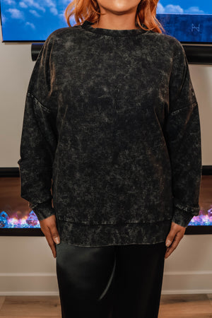 Alexis Corded Vintage Pullover- Black