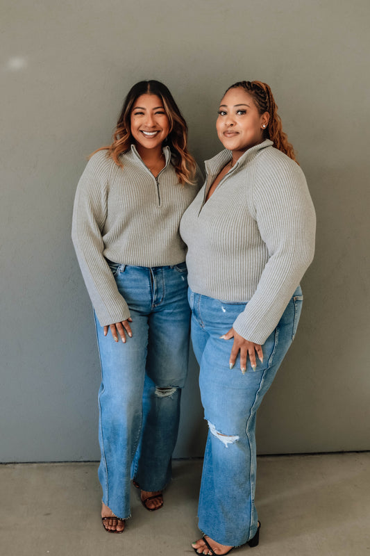 Sammie Half-Zip Sweater -Heather Gray