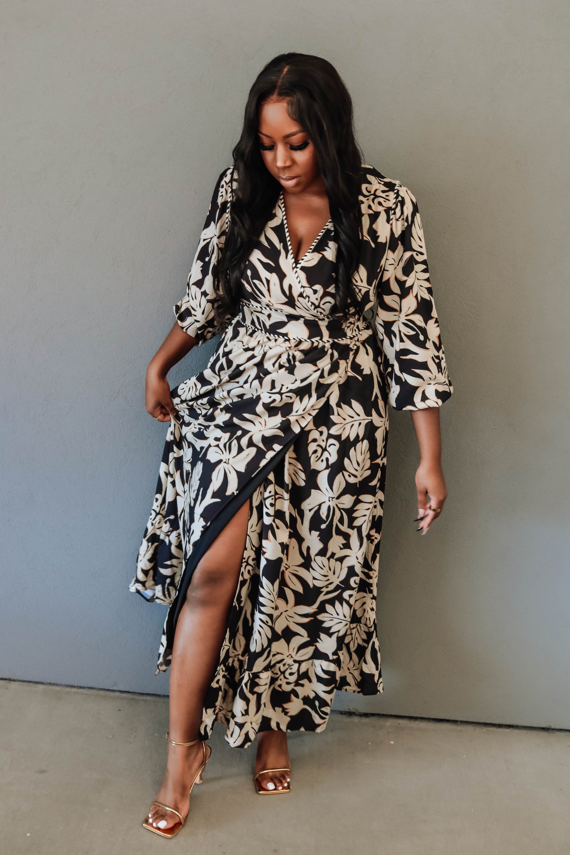 maxi printed dress Seamoss Floral Bayou One Shoulder KELLY-BLUE-MULTI / L by Sugarlips Boho Features Hand Block Printed Cotton Maxi