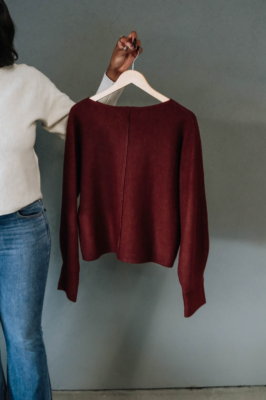 The Luxe Knit Top - Maroon