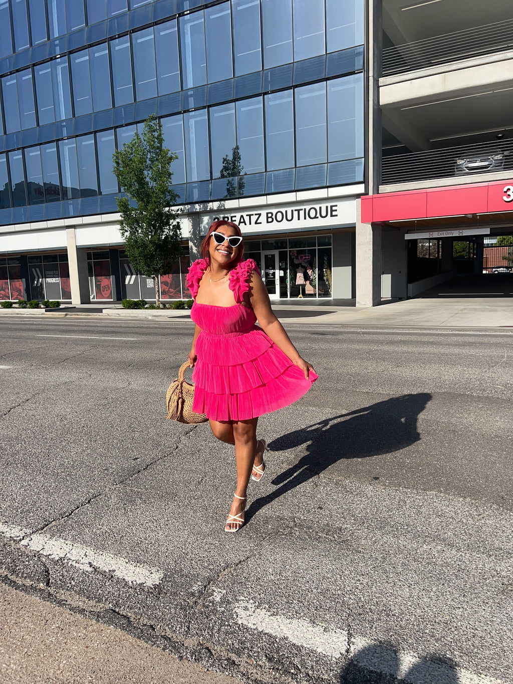 Floral Babe Mini Dress- Hot Pink