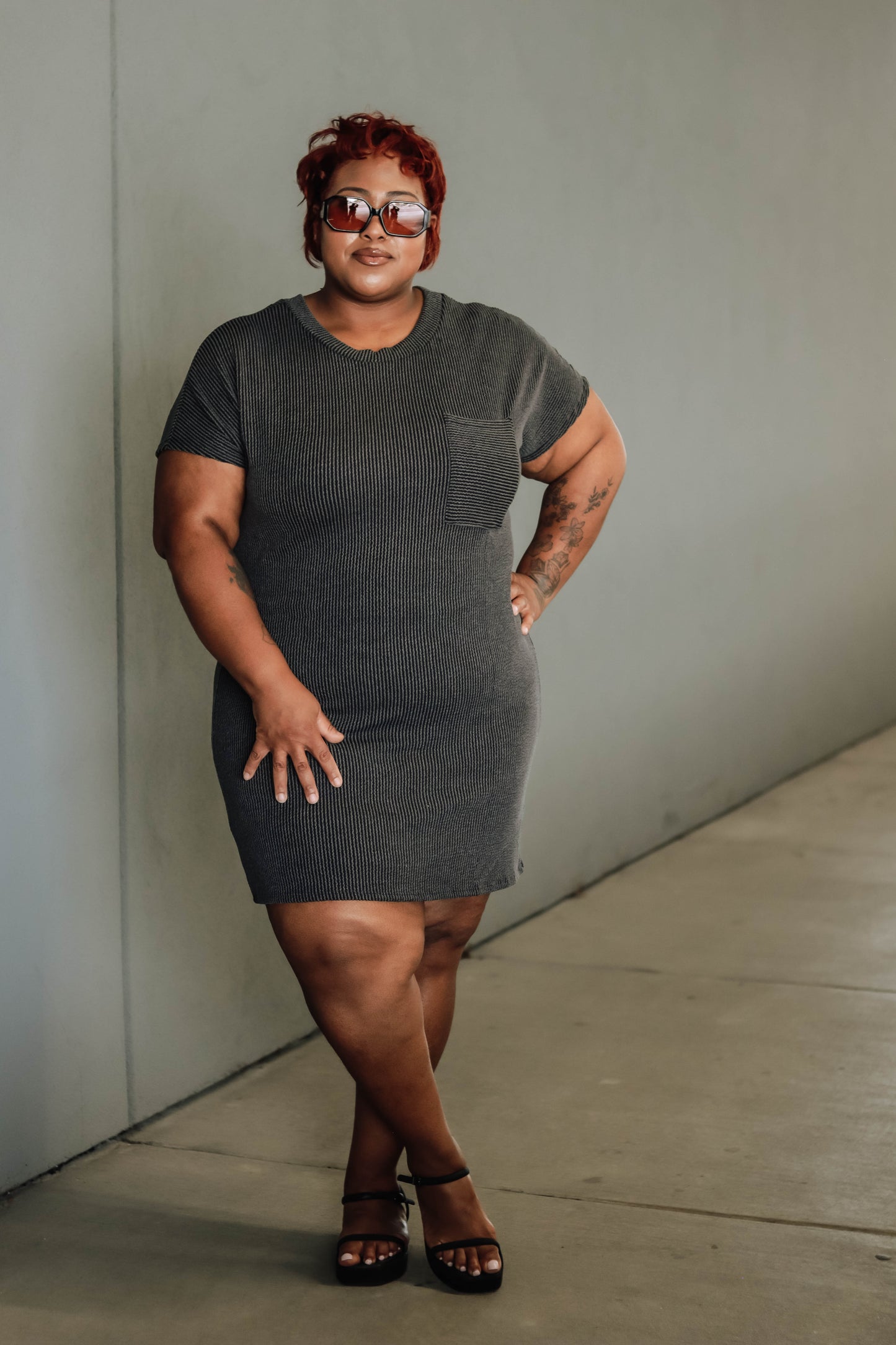 Lonnie Dress Curvy- Charcoal