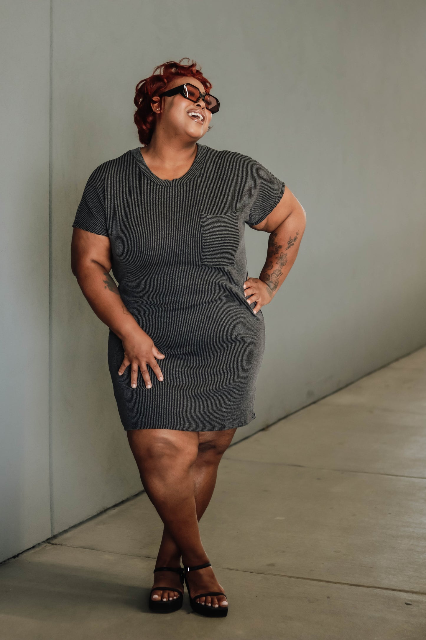 Lonnie Dress Curvy- Charcoal