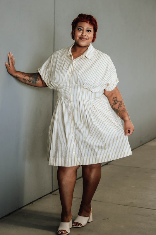 Mel Striped Shirt Dress Curvy