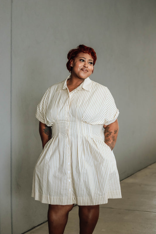 Mel Striped Shirt Dress Curvy