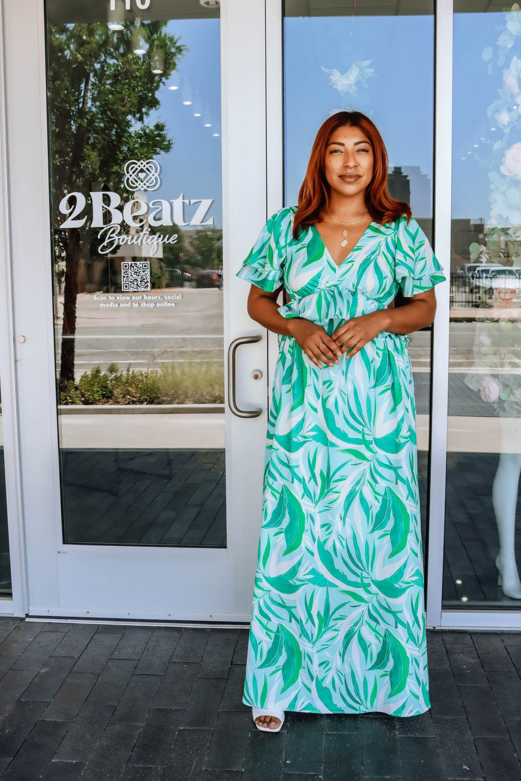 Tropical Leaf Maxi Dress