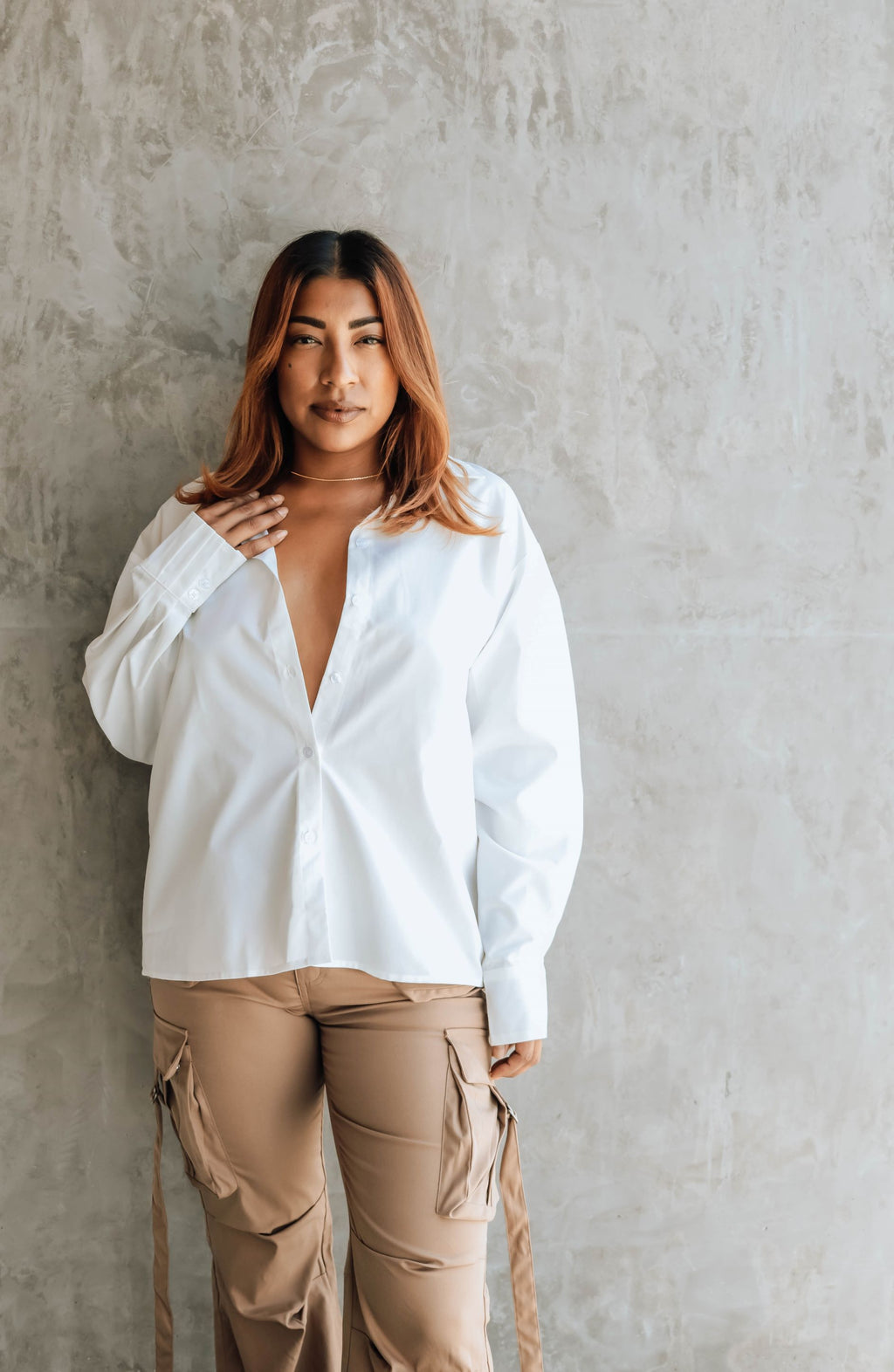 Tailored Made Button Down Blouse- White